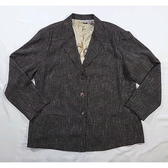 Chico's Blazer Jacket Size 3 Women's Size US XL Tweed Silk Lined 3 Buttons - Picture 1 of 14